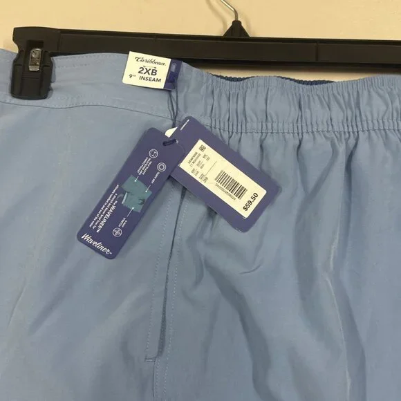 Caribbean Big & Tall 2XB Cargo Swim Trunks Mens Lined Indigo Blue Shorts 9" - Picture 4 of 8